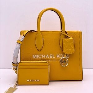 Michael Kors Mirella Small Tote Crossbody and Small Wallet Card Case Jasmine